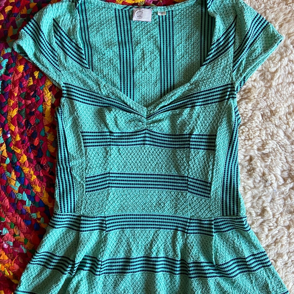 Anthropologie Postmark Peplum Green Mint Top M